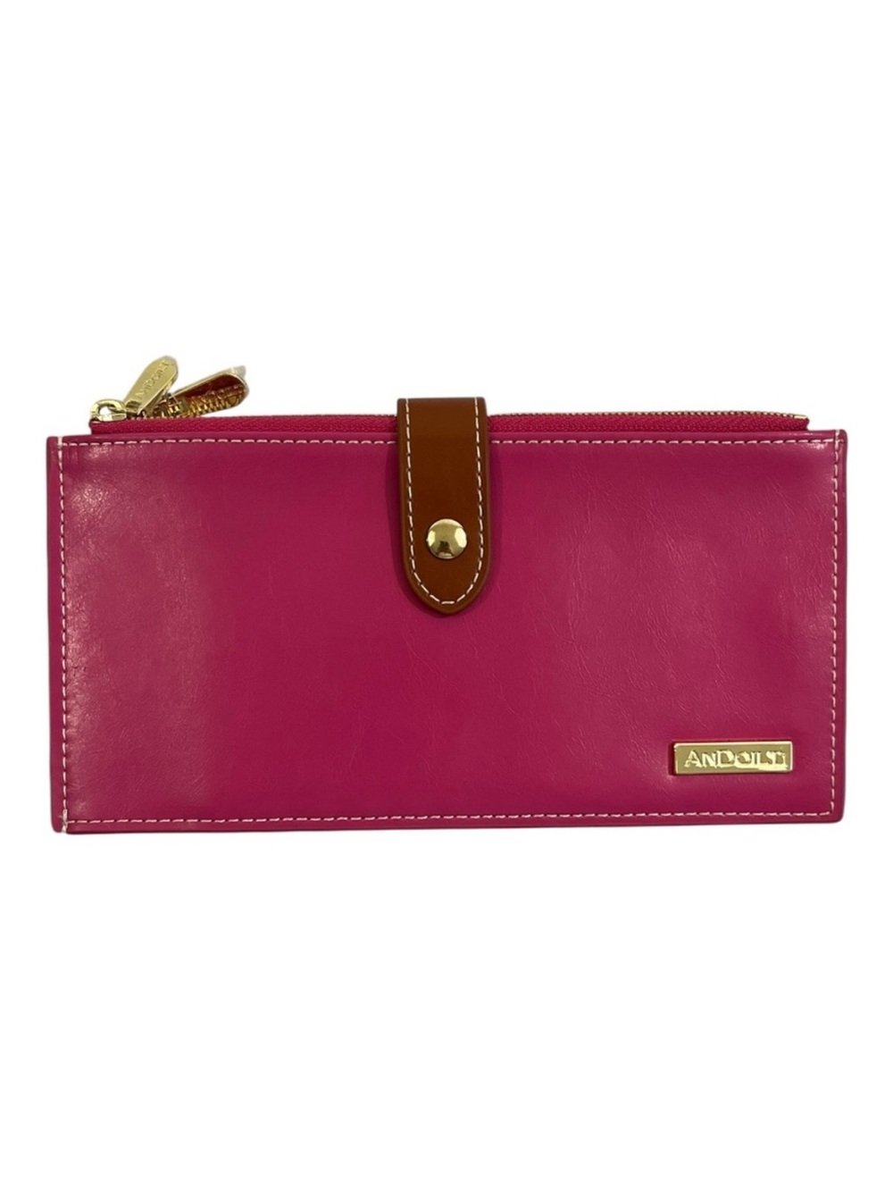 AnDoilt Leather Folding Card Wallet Pink RFID Blocking